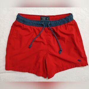Abercrombie & Fitch Stretch Swim Trunks Red  Swimsuit M Built in Lining
